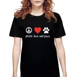 Tricou dama Peace, Love and Paws